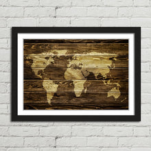 Load image into Gallery viewer, World Map on Wood Background