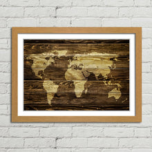 Load image into Gallery viewer, World Map on Wood Background