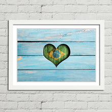 Load image into Gallery viewer, Love Brazil Heart Flag on Wood