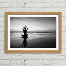 Load image into Gallery viewer, Woman Beach Meditation Silhouette