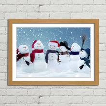 Load image into Gallery viewer, Snowman Choir Smiling at Christmas