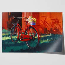 Load image into Gallery viewer, Vintage Bicycle with Flowers Oil Painting