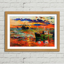 Load image into Gallery viewer, Fishing Boats at Sea Oil Painting