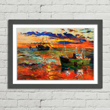 Load image into Gallery viewer, Fishing Boats at Sea Oil Painting