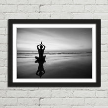 Load image into Gallery viewer, Woman Beach Meditation Silhouette