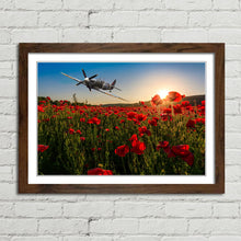Load image into Gallery viewer, Spitfire over Poppy Field Sunset Remembrance