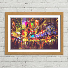 Load image into Gallery viewer, City Nightlife Oil Painting
