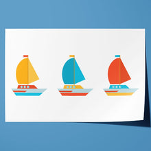 Load image into Gallery viewer, Yellow Blue Red Boats
