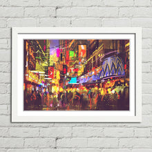 Load image into Gallery viewer, City Nightlife Oil Painting