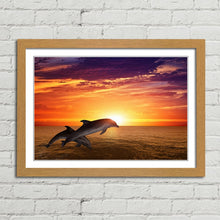 Load image into Gallery viewer, Dolphins Jumping at Sunset