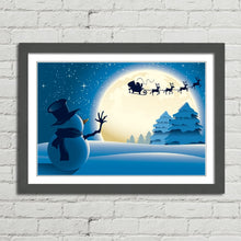 Load image into Gallery viewer, Snowman Waving to Santa Reindeer Christmas