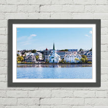 Load image into Gallery viewer, Reykjavik Lake Quay Church Iceland