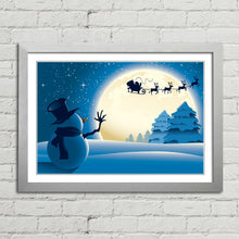 Load image into Gallery viewer, Snowman Waving to Santa Reindeer Christmas