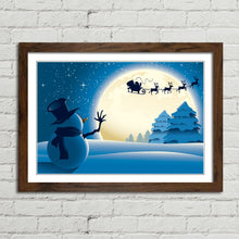 Load image into Gallery viewer, Snowman Waving to Santa Reindeer Christmas