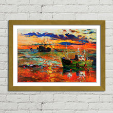 Load image into Gallery viewer, Fishing Boats at Sea Oil Painting