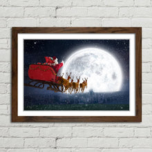 Load image into Gallery viewer, Santa Claus Moon Sleigh Reindeer Christmas