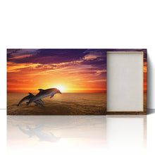 Load image into Gallery viewer, Dolphins Jumping at Sunset