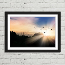 Load image into Gallery viewer, Flock of Birds in Mountain Landscape