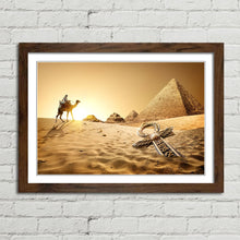 Load image into Gallery viewer, Pyramids, Ankh and Camel in Desert