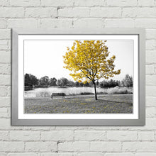 Load image into Gallery viewer, Yellow Tree Park Bench Lake