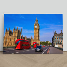 Load image into Gallery viewer, Red Bus and Black Taxi at Big Ben London