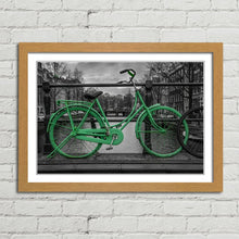 Load image into Gallery viewer, Green Bike on Bridge Amsterdam