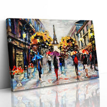 Load image into Gallery viewer, Paris Umbrellas Eiffel Tower Oil Painting