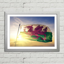 Load image into Gallery viewer, Wales Red Dragon National Flag Sunrise