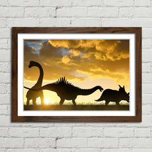 Load image into Gallery viewer, Dinosaur Silhouettes at Sunset