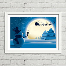 Load image into Gallery viewer, Snowman Waving to Santa Reindeer Christmas