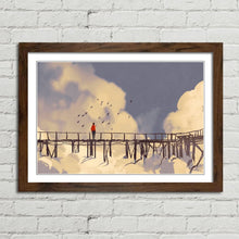Load image into Gallery viewer, Man on Bridge with Birds Painting