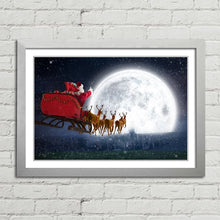 Load image into Gallery viewer, Santa Claus Moon Sleigh Reindeer Christmas