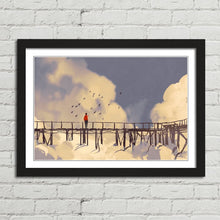 Load image into Gallery viewer, Man on Bridge with Birds Painting