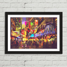 Load image into Gallery viewer, City Nightlife Oil Painting