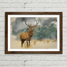 Load image into Gallery viewer, Red Deer Stag Watercolour Painting