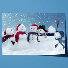 Load image into Gallery viewer, Snowman Choir Smiling at Christmas