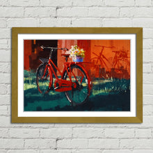 Load image into Gallery viewer, Vintage Bicycle with Flowers Oil Painting