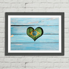 Load image into Gallery viewer, Love Brazil Heart Flag on Wood