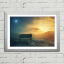 Load image into Gallery viewer, Manger and Crosses at Sunrise