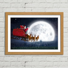 Load image into Gallery viewer, Santa Claus Moon Sleigh Reindeer Christmas