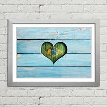 Load image into Gallery viewer, Love Brazil Heart Flag on Wood