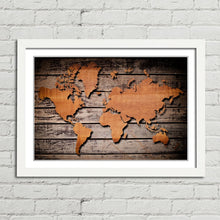 Load image into Gallery viewer, World Map Carving on Wood Plank