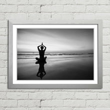 Load image into Gallery viewer, Woman Beach Meditation Silhouette