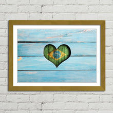 Load image into Gallery viewer, Love Brazil Heart Flag on Wood