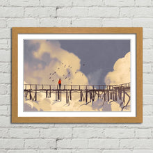 Load image into Gallery viewer, Man on Bridge with Birds Painting