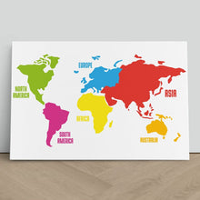 Load image into Gallery viewer, World Map Continents Colours