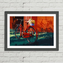 Load image into Gallery viewer, Vintage Bicycle with Flowers Oil Painting