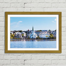 Load image into Gallery viewer, Reykjavik Lake Quay Church Iceland