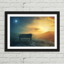Load image into Gallery viewer, Manger and Crosses at Sunrise