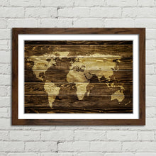 Load image into Gallery viewer, World Map on Wood Background